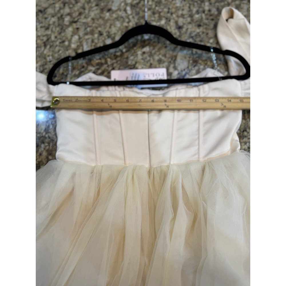 Oh Polly Reine Off-Shoulder Tulle Skirt Mini Dress Ivory Size 6 Corset Tutu - Picture 8 of 13